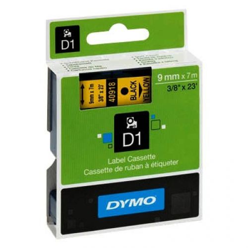 Касета с лента D1 за DYMO LabelManager 40918 полиестерна, 9 мм, черен печат на жълт фон — Joya.bg