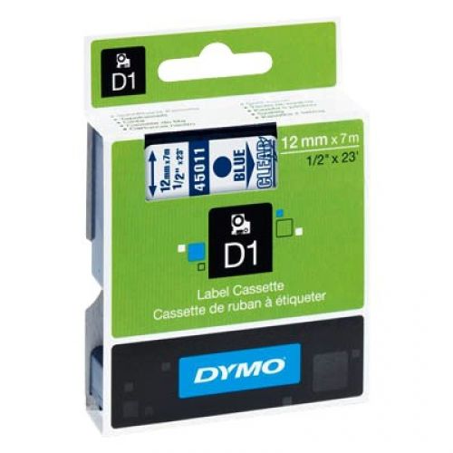 Касета с лента D1 за DYMO LabelManager 45011 полиестерна, 12 мм, син печат на бял фон — Joya.bg