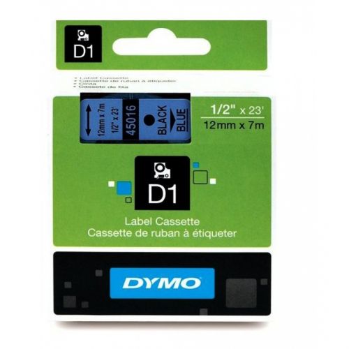 Касета с лента D1 за DYMO LabelManager 45016 полиестерна, 12 мм, черен печат на син фон — Joya.bg