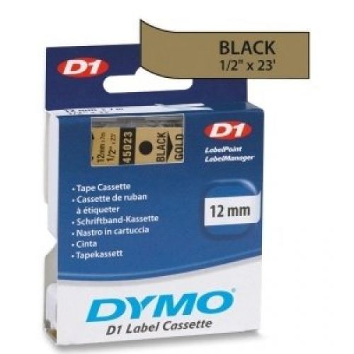 Касета с лента D1 за DYMO LabelManager 45023 полиестерна, 12 мм, черен печат на златен фон — Joya.bg
