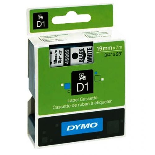 Касета с лента D1 за DYMO LabelManager 45803 полиестерна, 19 мм, черен печат на бял фон — Joya.bg