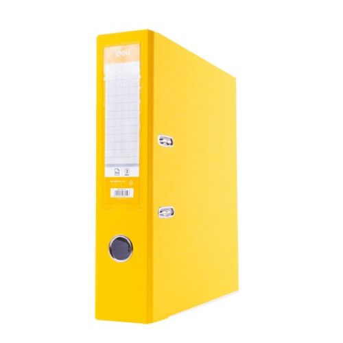 Класьор Deli, РР, A4, 75 мм, метален кант, сменяем етикет, жълт  — Joya.bg 1
