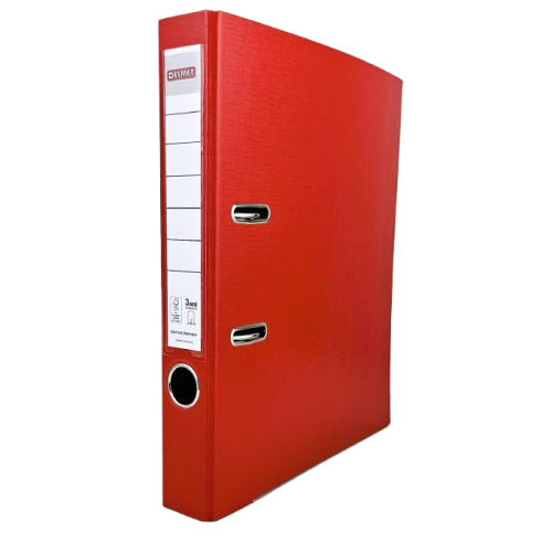 Класьор DELMET, РР, A4, 50 мм, метален кант, сменяем етикет, червен 1