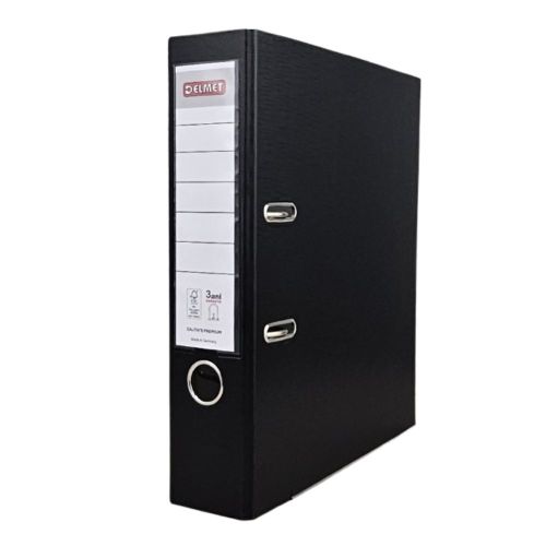 Класьор DELMET, РР, A4, 75 мм, метален кант, сменяем етикет, черен 1