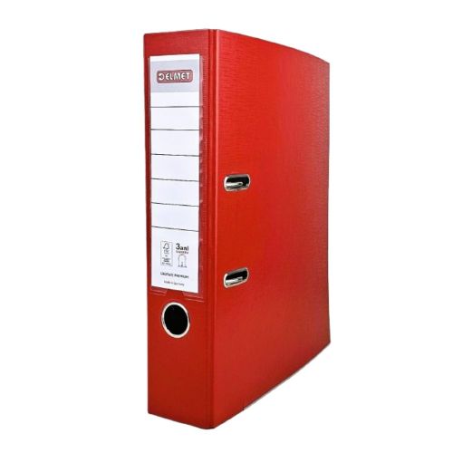 Класьор DELMET, РР, A4, 75 мм, метален кант, сменяем етикет, червен — Joya.bg 1