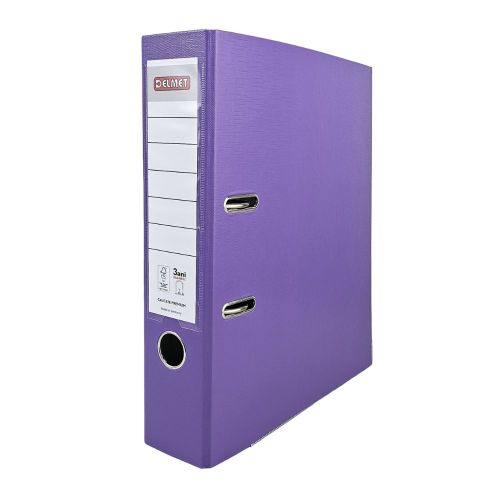 Класьор DELMET, РР, A4, 75 мм, метален кант, сменяем етикет, лилав — Joya.bg 1