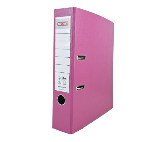 Класьор DELMET, РР, A4, 75 мм, метален кант, сменяем етикет, розов — Joya.bg 1