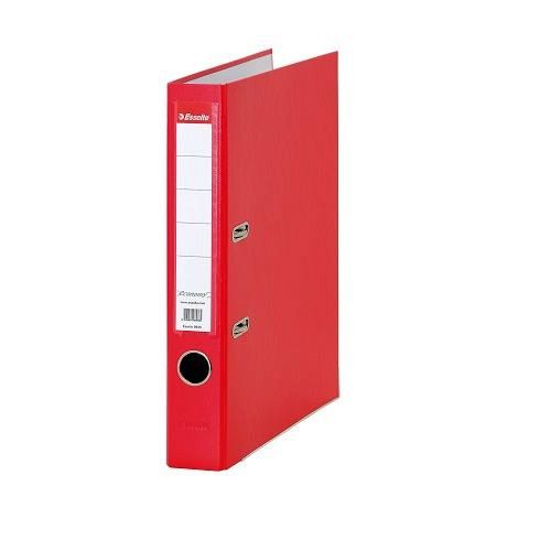 Класьор Esselte Economy, РР, A4, 50 мм, метален кант, сменяем етикет, червен — Joya.bg