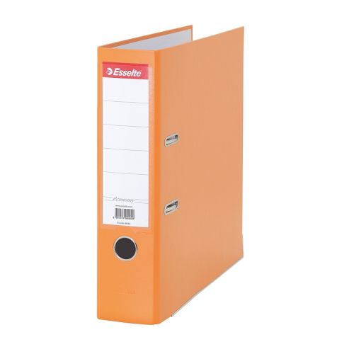 Класьор Esselte Economy, РР, A4, 75 мм, метален кант, сменяем етикет, оранжев — Joya.bg