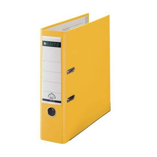 Класьор LEITZ 180°, РР, A4, 80 мм, метален кант, сменяем етикет, жълт — Joya.bg 1