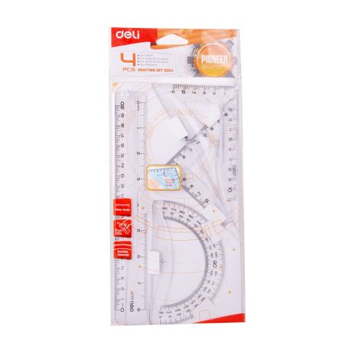 Комплект Deli Pioneer EG00412, линия 20 см, 2 триъгълника и транспортир — Joya.bg 1