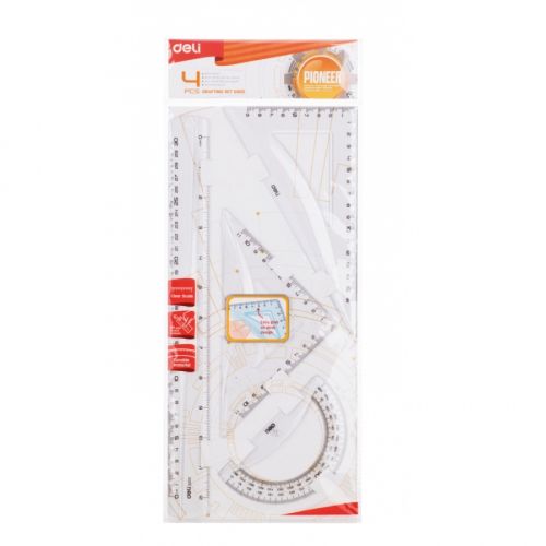 Комплект Deli Pioneer EG00512, линия 30 см, 2 триъгълника и транспортир — Joya.bg 1