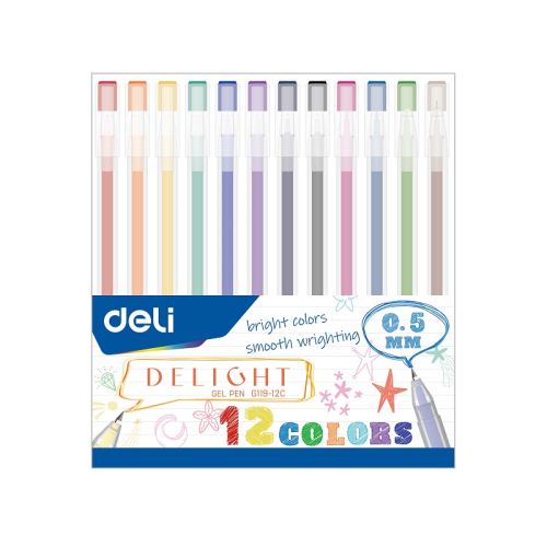 Комплект гелови химикалки Deli Delight EG119-12C, 0.5 мм, 12 цвята — Joya.bg 1