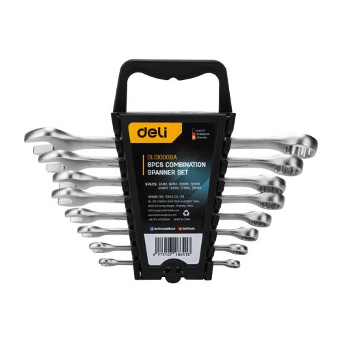 Комплект комбинирани гаечни ключове Deli TOOLS  EDL120008A, CR-V, 6-19 мм, 8 бр. — Joya.bg 1