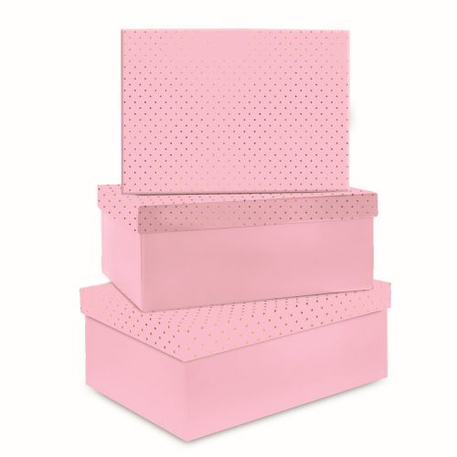 Комплект кутии за подаръци Lastva Pastel три броя, 1.5 мм дебелина, мат ламинат, розови — Joya.bg