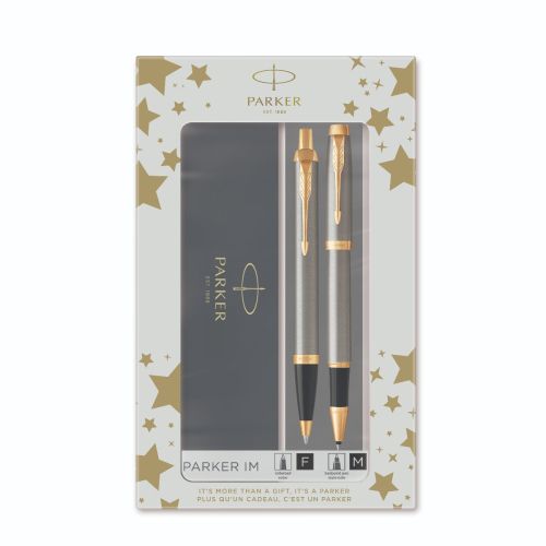 Комплект PARKER IM Brushed Metal GT автоматична химикалка и ролер, метални, в кутия