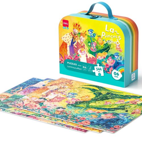 Комплект пъзели Deli Genius EH747, 5.5+ години, 3 бр, 544 части общо, луминисцентен ефект, в куфар — Joya.bg 1
