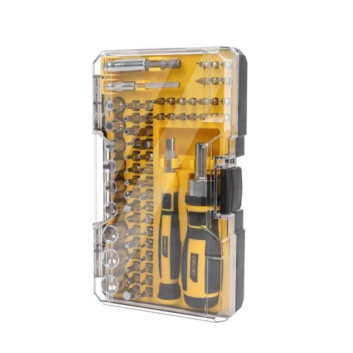 Комплект прецизни отвертки Deli TOOLS  EDL3565, 65 бр., Cr-V, ергономична дръжка, жълточерни — Joya.bg 1