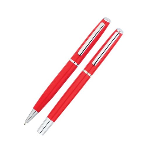 Комплект ролер и автоматична химикалка Lastva Pinta Red&amp;Silver, метални, в кутия — Joya.bg 1