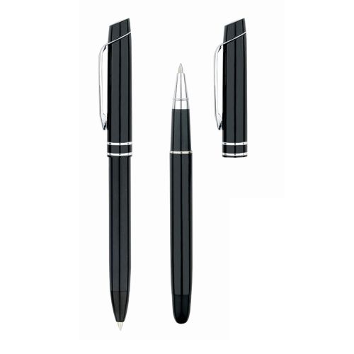 Комплект ролер и автоматична химикалка Lastva Tong Black&amp;Silver, метални, в кутия — Joya.bg 1