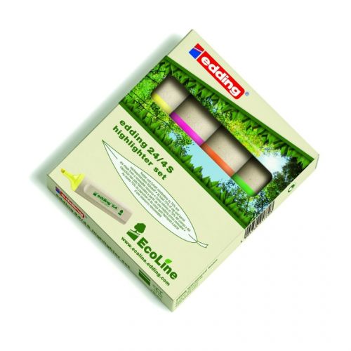 Комплект текстмаркери edding 24 EcoLine, скосен връх 2-5 мм, 4 цвята — Joya.bg