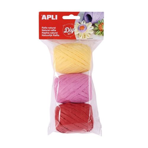 Комплект цветна рафия APLI CANDY, 3 цвята х 30 м — Joya.bg