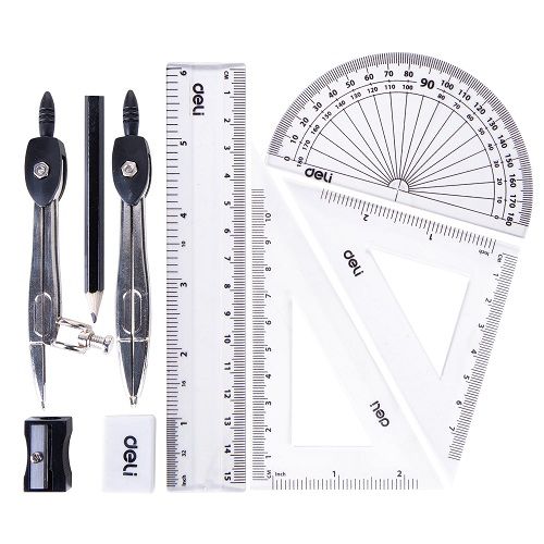 Комплект за чертане Deli Orbit EG30695, от 9 части, в метална кутия — Joya.bg 1