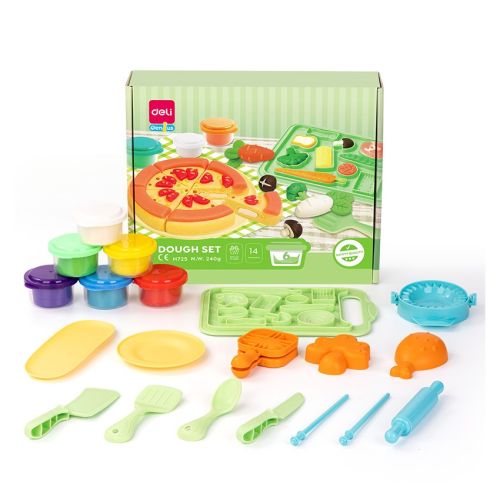 Комплект за моделиране Deli Genius EH725, 6 цвята пластилин х 40 гр, 14 аксесоара 1