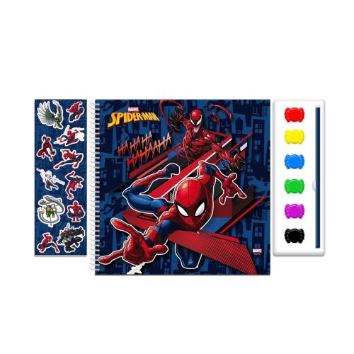 Комплект за оцветяване SPIDERMAN, блок за рисуване, акварелни бои, стикери — Joya.bg 1