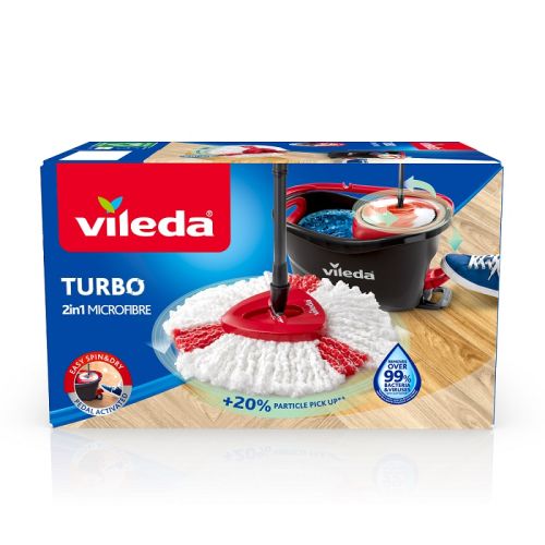 Комплект за почистване 2 в 1 VILEDA Turbo Box , моп с дръжка  + кофа с педал — Joya.bg 1
