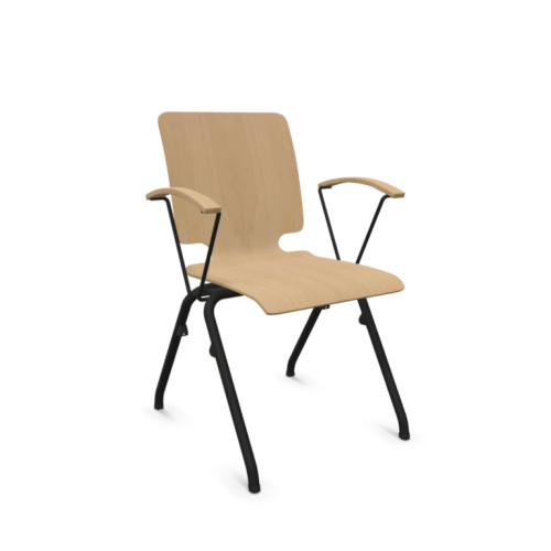 Конферентен стол Axo 11, седем слоен буков шел, черна метална база, акация — Joya.bg 1