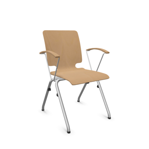 Конферентен стол Axo 11, седем слоен буков шел, метална база хром, дъб — Joya.bg 1