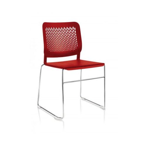Конферентен стол Calado CFS, PP  облегалка и седалка, база хром, червен — Joya.bg 1