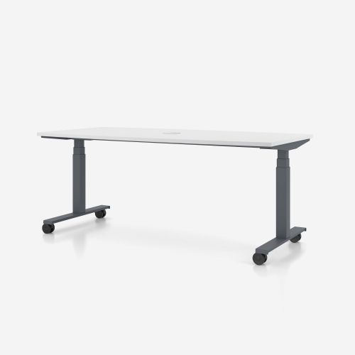 Конферентна маса eModel 3.0, T1, регулир., квадр. профил, сив, 1800х900х650-1310мм, ПДЧ 25 мм, бяла 1