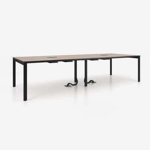 Конферентна маса SQart, T2, крака с квадратен профил, черен, 3200х1200х740мм, ПДЧ 25 мм, дъб Виченца 1