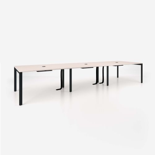 Конферентна маса SQart, T3, крака с квадратен профил, черен, 4200х1200х740 мм, ПДЧ 25 мм, ясен 1