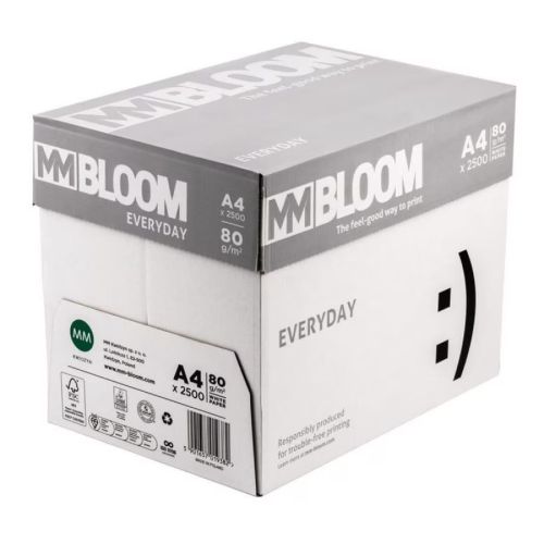 Копирна хартия Bloom Essential, А4, 80 г, бяла, CIE белота 146, PEFC, кашон 5 пакета х 500 л. 1