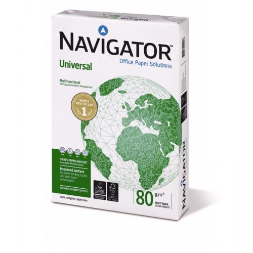 Копирна хартия NAVIGATOR Universal, А4, 80 г, бяла, CIE белота 169, FSC, пакет 500 л. 1