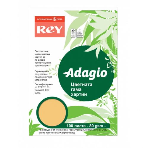 Копирна хартия REY Adagio, A4, 80 г, наситен цвят, Gold (60), пакет 100 л. 1