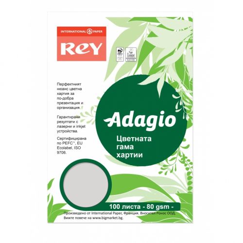 Копирна хартия REY Adagio, A4, 80 г, наситен цвят Grey (06), пакет 100 л. 1