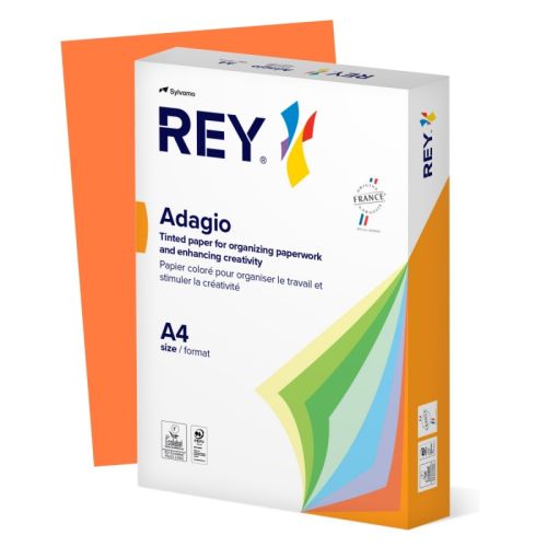 Копирна хартия REY Adagio, A4, 80 г, наситен цвят Orange (49), пакет 500 л. 1