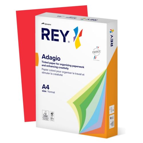 Копирна хартия REY Adagio, A4, 80 г, наситен цвят Red (22), пакет 500 л. 1