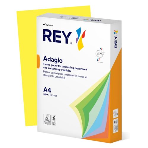 Копирна хартия REY Adagio, A4, 80 г, наситен цвят Yellow (66), пакет 500 л. 1