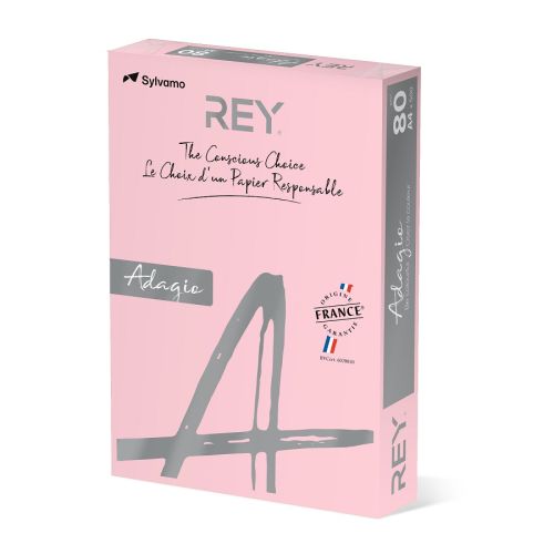 Копирна хартия REY Adagio, A4, 80 г, пастелен цвят Pink (07), пакет 500 л.