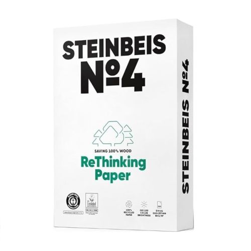 Копирна хартия STEINBEIS №4 ReThinking, А4, 80 г, 100% рециклирана, CIE белота 100, пакет 500 л. 1