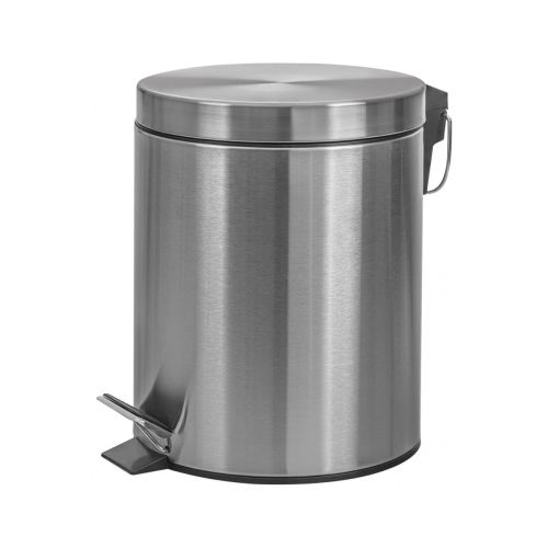 Кош с капак и педал Donau Home Modern, кръгъл, 30 л, с вътрешна PVC кофа, сребрист мат