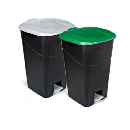 Кош за отпадъци с педал, РР, 60 л, 400х428х645 мм, черно тяло и жълт капак — Joya.bg