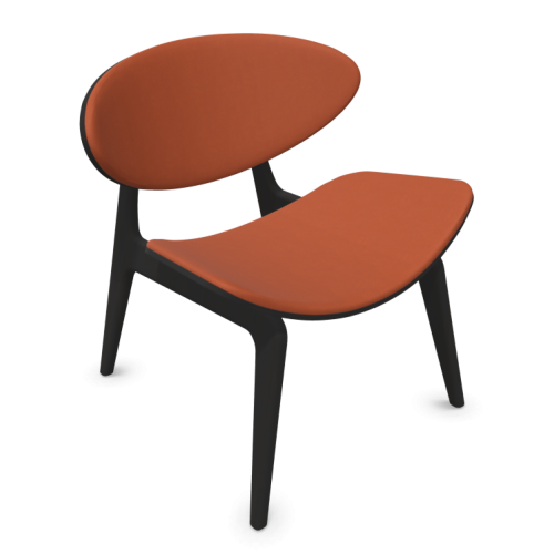 Кресло Kanu 4L LGW, 750х680х800мм, основа бук, черен, екокожа skaiParotega(4)NF654, перлено оранжево 1