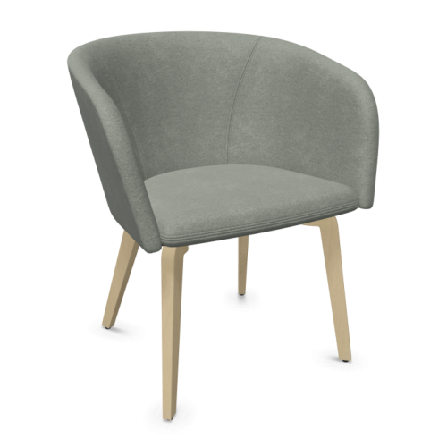 Кресло Naudu, 4L LGW, 670х580х770 мм, основа бук натурален цвят, дамаска Boogie(2)BO206, сива 1