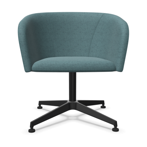 Кресло Naudu, с колелца, 685х590х780мм, база алуминий, черна, дамаска Blazer(4)KUZ33/3B, водно синьо 1